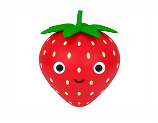 Adorable 3D Kawaii Strawberry Cute Animated Fruit Illustration