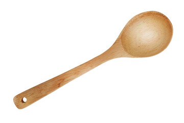 Wooden spoon with a hole for the strap.