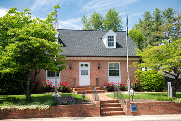 Residential house for one family. Traditional American style home with beautiful landscaping.