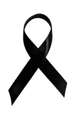 aids awareness ribbon, mourning ribbon, black ribbon isolated on transparent background. png image