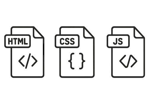 Html, css, and js icon symbols for web development vector icon isolated illustration