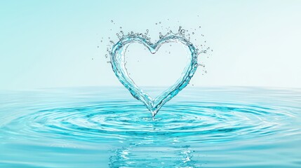A unique and artistic water ripple forming a tiny heart in the center of a tranquil blue pool, evoking peaceful emotions