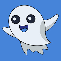 Vector silhouette illustration of a ghost flying at high speed