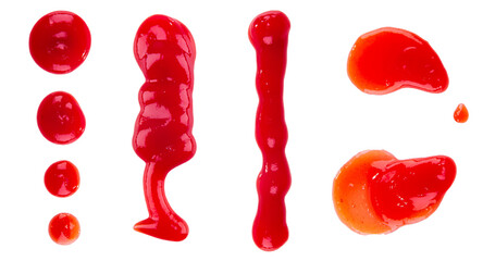 set of red tomato sauce splashes on transparent background. png image