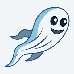 Vector silhouette illustration of a ghost flying at high speed