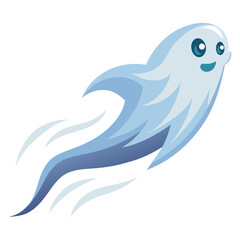 Vector silhouette illustration of a ghost flying at high speed