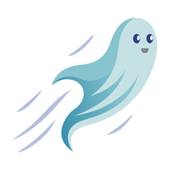 Vector silhouette illustration of a ghost flying at high speed