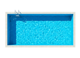 Naklejka na ściany i meble Top view of a rectangular swimming pool with clear blue water and ladders isolated 