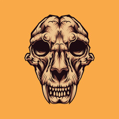 Lion Bone Skull Vector Illustration