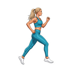 Vector of a young woman doing a running sport