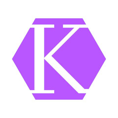 Purple Hexagon with Bold Black K: Minimalist Geometric Letter Design, Modern Branding Concept