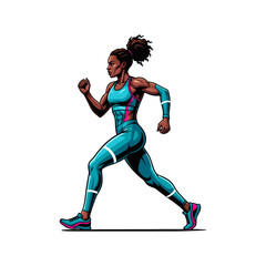 Vector of a young woman doing a running sport