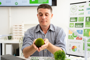 Businessman working on Save the Earth. ESG concept. Sustainable ecology and environment...