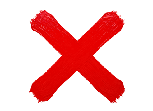Hand painted red cross mark symbol isolated on transparent background - Powered by Adobe