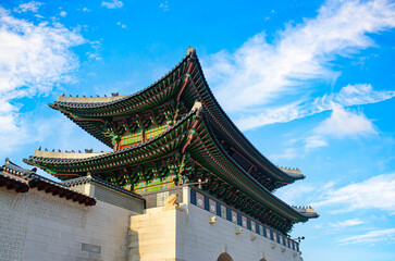 Naklejka premium Seoul Korea Gyeongbokgung Palace in sunny summer