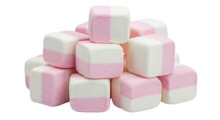 Isolated Pile of Pink and White Marshmallows
