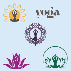 Minimalist yoga poses vector collection with abstract background
