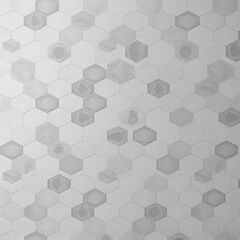 Hexagonal geometric wall pattern in light gray tones with subtle wood textures