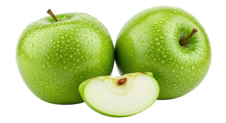 Isolated Green Apples with Slice