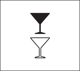 Cocktail glass icon, black white style