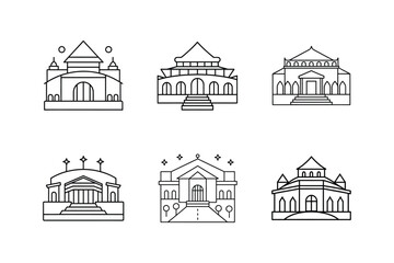 cultural center plan line art vector illustration