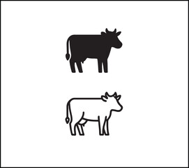 Cow icon, black white flat outline
