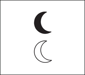 Naklejka premium Crescent moon icon, flat outline graphic