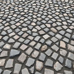 Fototapeta premium Dark gray cobblestone pavement with high contrast grout in urban style