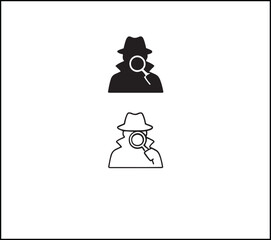 Detective icon, clean flat outline style