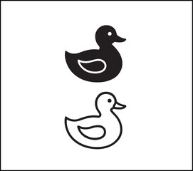 Duck icon, minimal flat outline graphic
