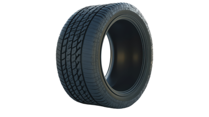 Car tire with tread depth measurement Transparent background, PNG