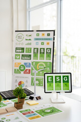 ESG strategies global warming, green finance and investment and net zero waste lifestyle.