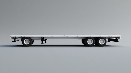 Clean white flatbed trailer on gray
