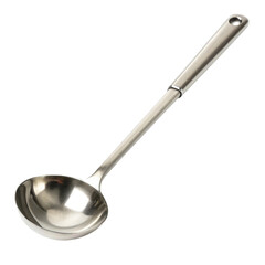 Metal ladle with a long handle designed for serving liquids.