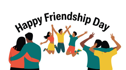 Happy Friendship Day Illustration of Friends Celebrating Together, Showing Affection