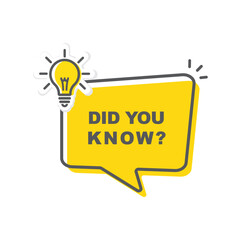 Did You Know, label, design with light bulb. 
