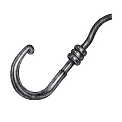 Decorative Engraving of a Hook Staff – Detailed Dotwork Illustration