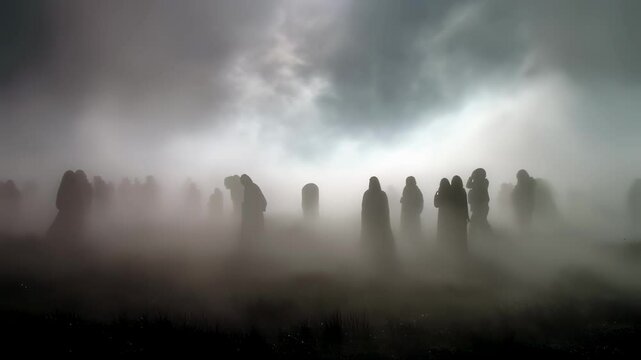 Mysterious Mist The smoky fog of a Celtic Samhain ritual creates an otherworldly atmosphere as participants honor their ancestors.