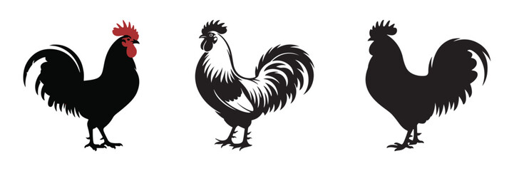 Chicken vector silhouette. Hen vector icon Art Illustration.