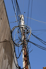 electrical wire  on a street pole in Uzbekistan