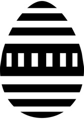 Black and white patterned flat egg illustration.