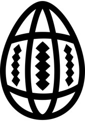 Black and white patterned flat egg illustration.