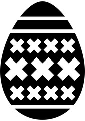 Black and white patterned flat egg illustration.