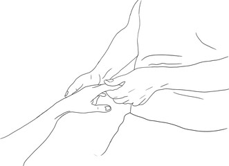 hands receiving relaxing massage treatment through two hands