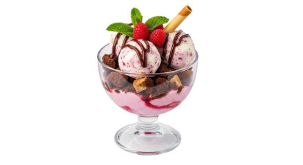 Isolated Raspberry Ice Cream Sundae