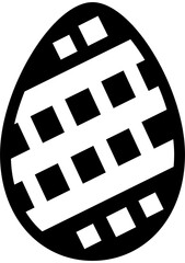 Black and white patterned flat egg illustration.