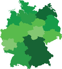 Map of germany divided into states with varying shades of green