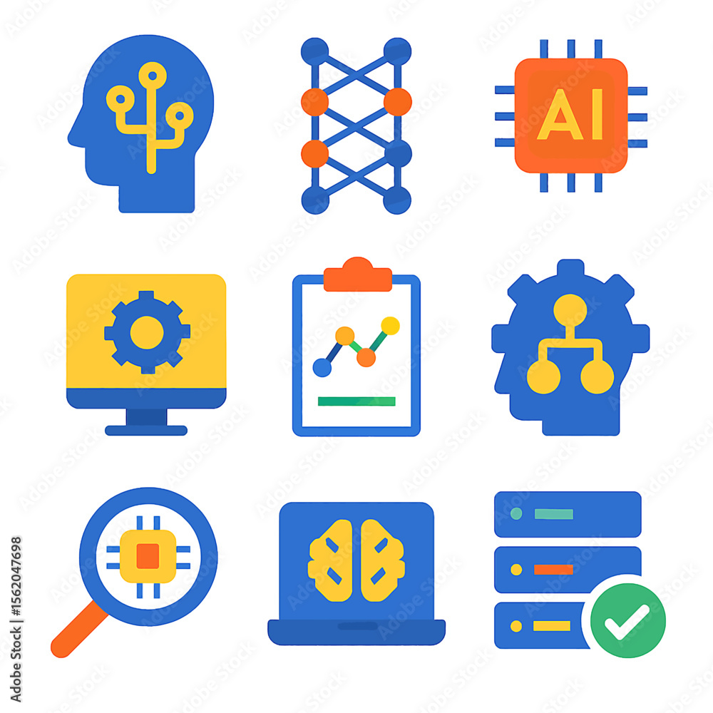Poster artificial intelligence concept depicting machine learning and neural network connections
