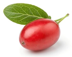 Single Whole Miracle Berry on White Background – Real Stick Image