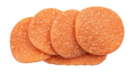 Isolated Slices of Round Pepperoni